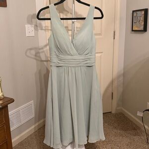 Elegant Light Blue/ light green Sleeveless Dress